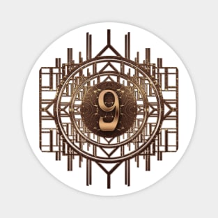 No 9 in golden age style - abstract numerals and art deco retro characters Magnet